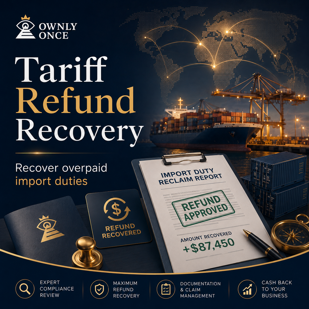 Tariff Refund Recovery import duty review and customs recovery graphic