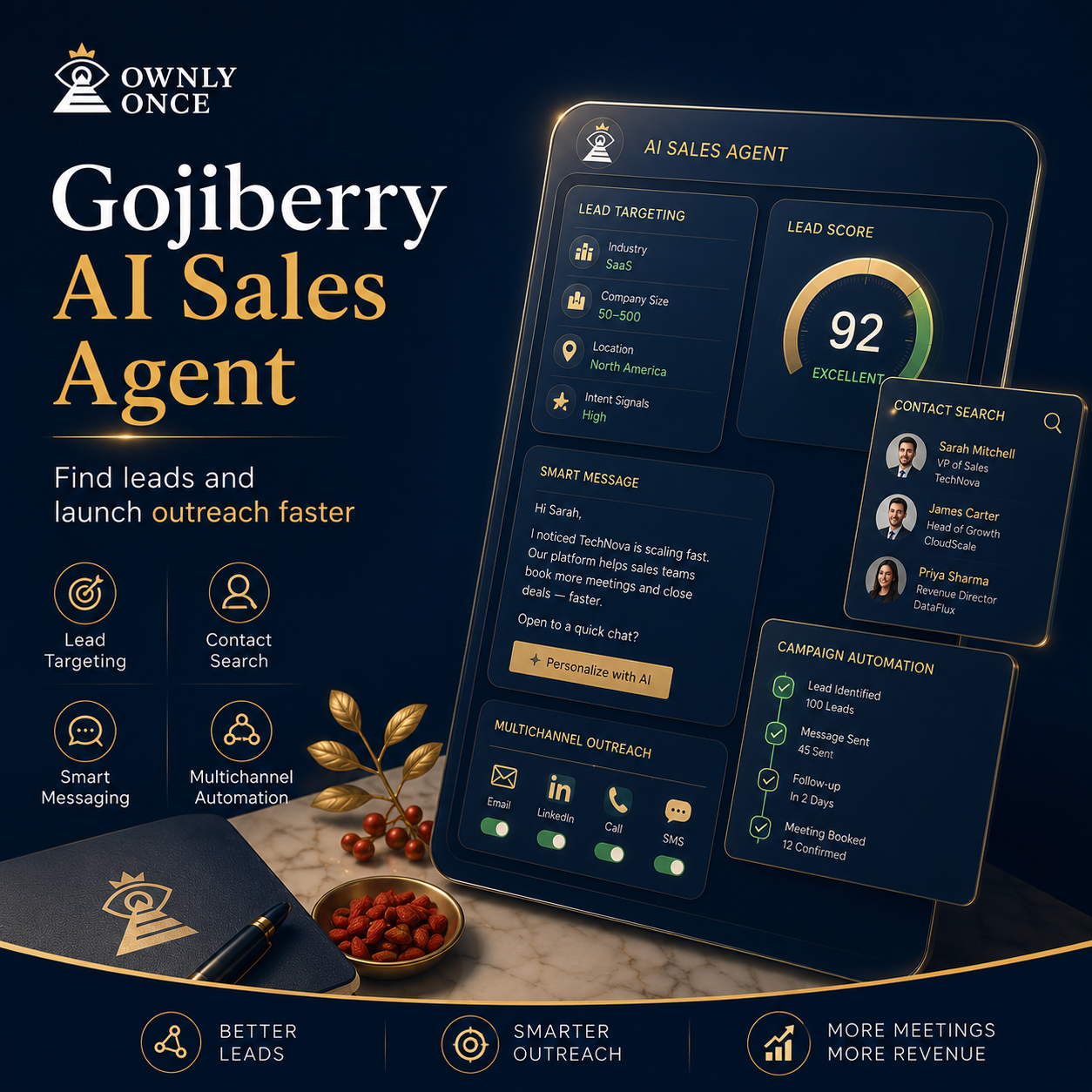 Gojiberry AI sales agent lead search and outreach graphic