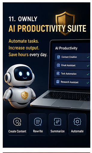 Ownly AI Productivity Suite task automation and productivity dashboard graphic