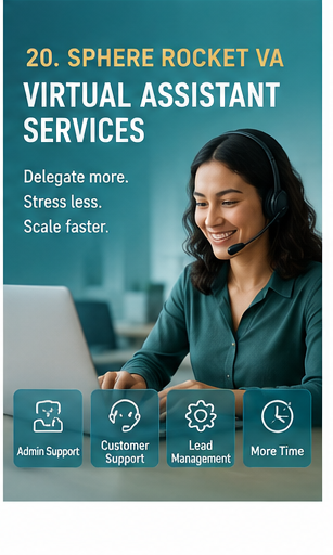 Sphere Rocket VA virtual assistant services graphic
