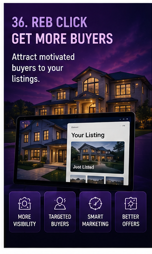 REB Click real estate listing marketing and buyer visibility graphic