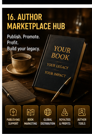 Author Marketplace Hub book publishing and author marketing graphic