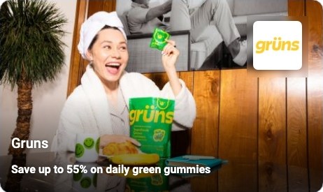 Gruns — save up to 55% on daily green gummies