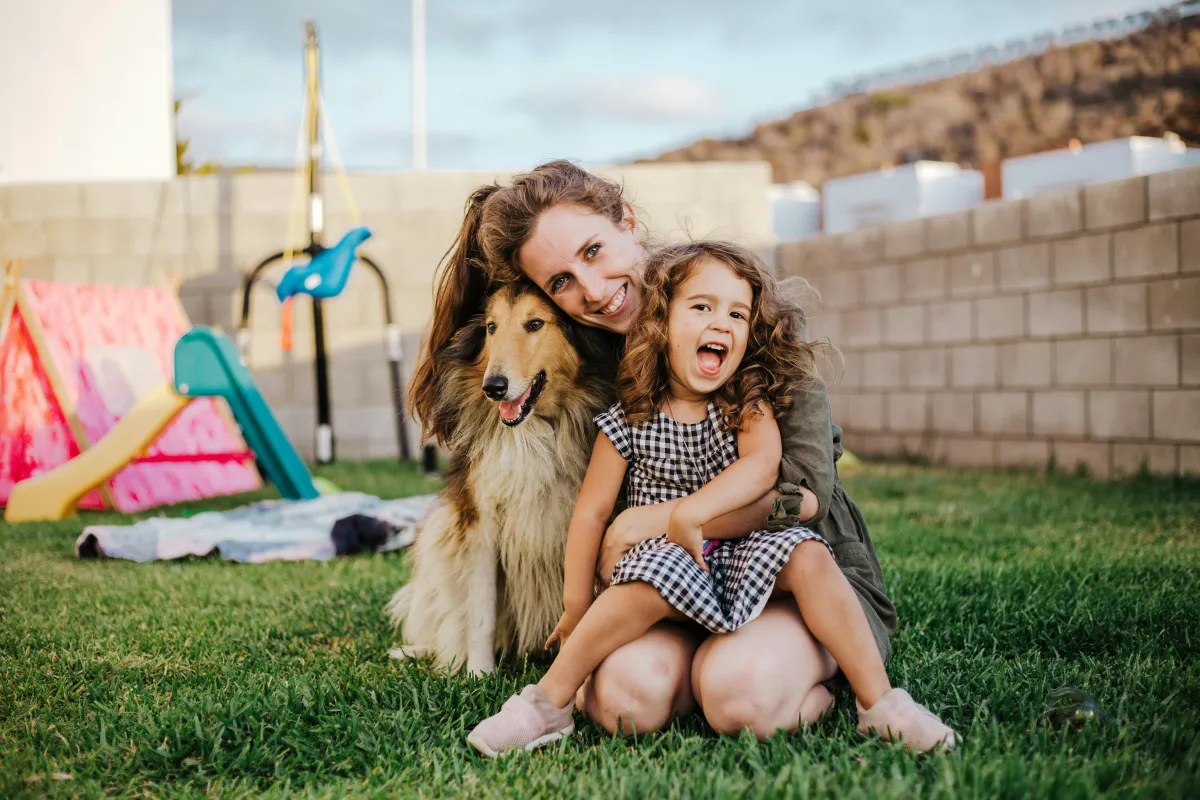Family in their backyard